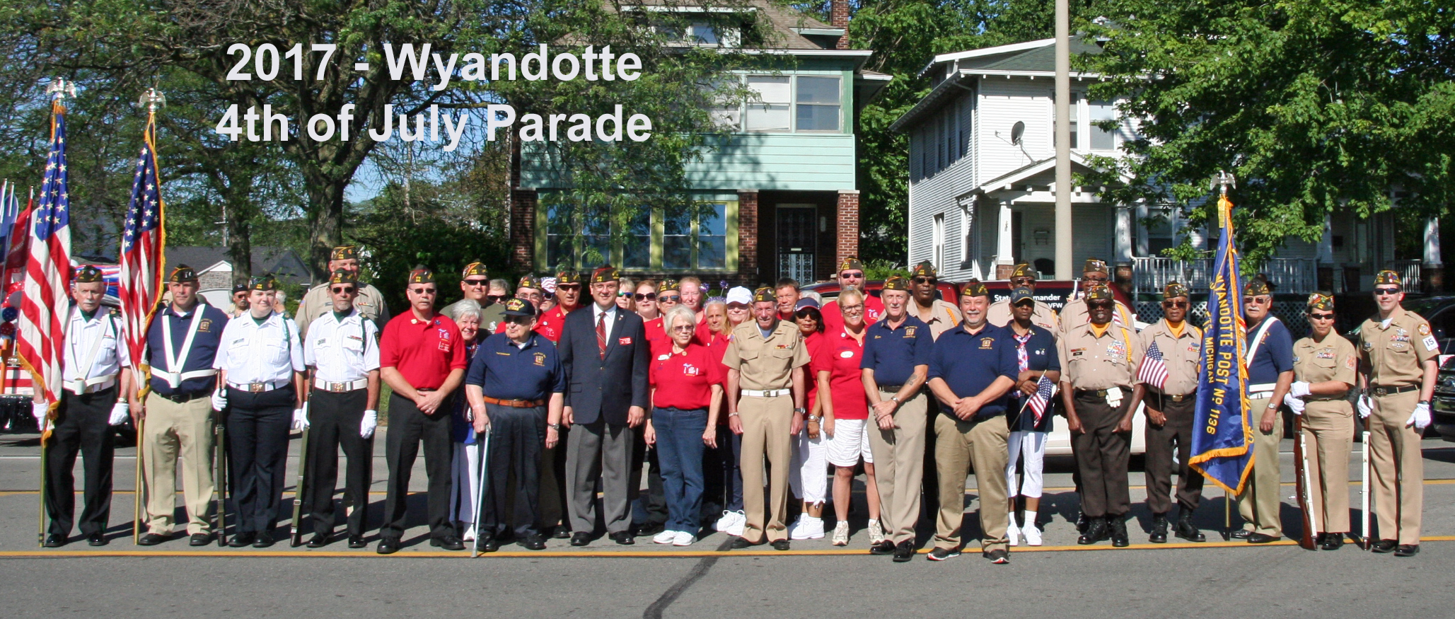 District 4 members assemble along with VFW State Commander Matt David before parade begins.